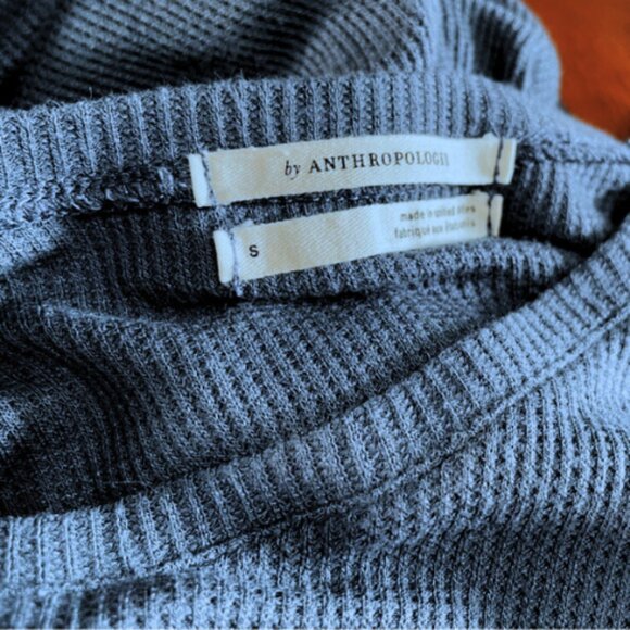 Anthropologie NWOT Soft Ribbed Knit Midi Dress S - Slate Blue - Pockets - Picture 6 of 6